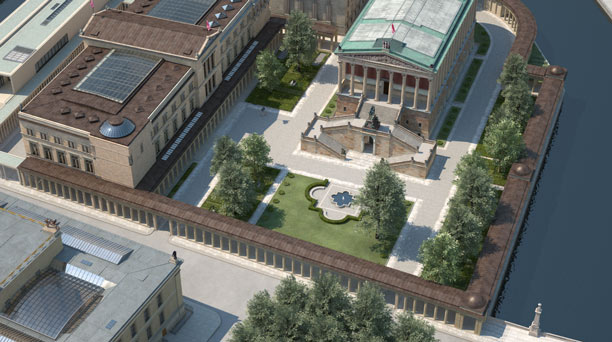 Bird’s eye view of the Colonnade Courtyard (visualization)