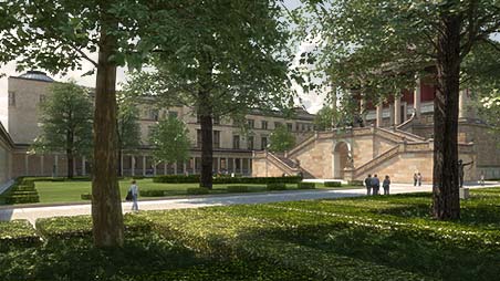 Colonnade Courtyard, with the Neues Museum and the Altes Museum in the background (visualization)