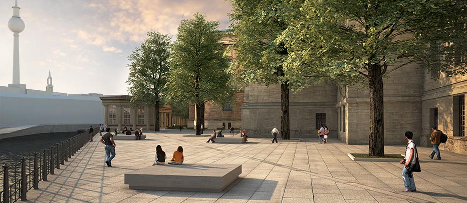 Square behind the Pergamonmuseum on the Spree side (visualization)