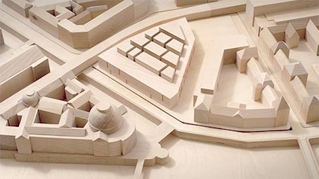 Architekturmodell, 1. Preis des Städtebaulichen Ideenwettbewerbs Museumshöfe Berlin (Auer-Weber) (Fotografie)