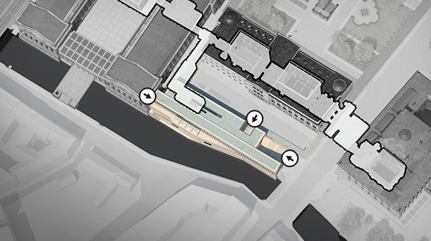 Entrances to the James-Simon-Galerie and the Archaeological Promenade (visualization)