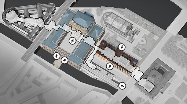 Entrances to the Egyptian Museum and Papyrus Collection and to the Archaeological Promenade (visualization)